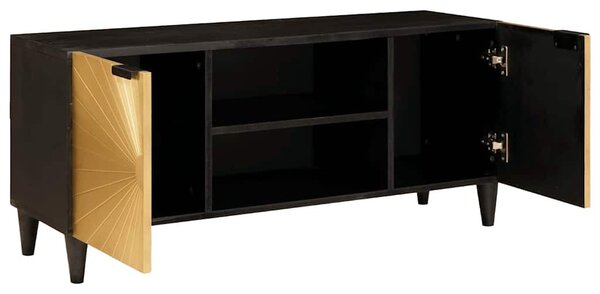 TV szekrény Fekete és Arany 105 x 33 x 46 cm tömör mangófa
