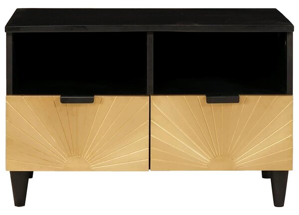 TV szekrény Fekete és Arany 70 x 33 x 46 cm tömör mangófa