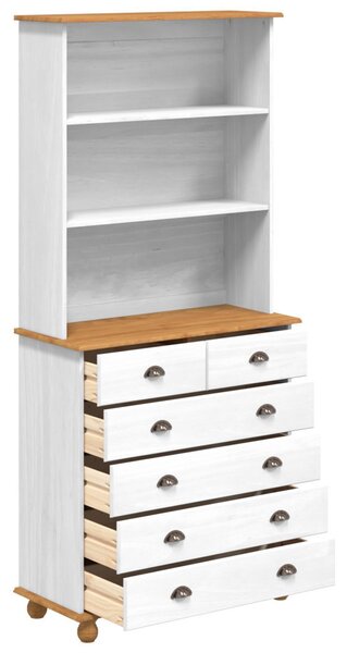 Hutch “ASKIM” Fehér 91x40x199.5 cm Tömör Fenyő, Hutch ASKIM" Fehér 91x30x104 cm Tömör Fenyő, Fiókos Szekrény "ASKIM" Fehér 91x40x95.5 cm Tömör Fenyő"
