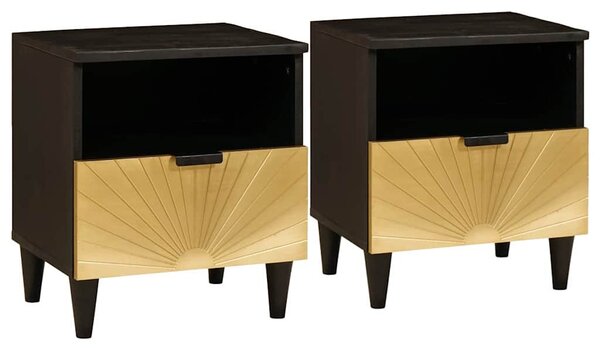 Éjjeliszekrény 2 pcs Fekete és Arany 40 x 33 x 46 cm Szerelt Fa
