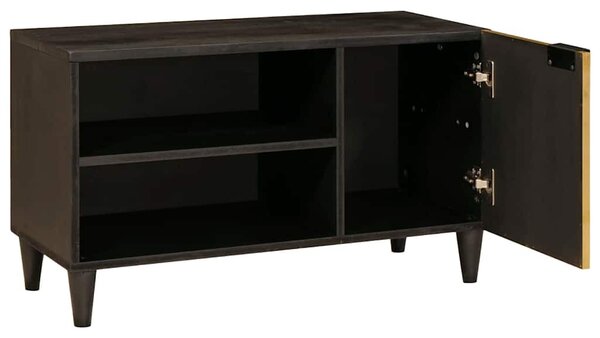 TV szekrény Fekete és Arany 80 x 33 x 46 cm tömör mangófa