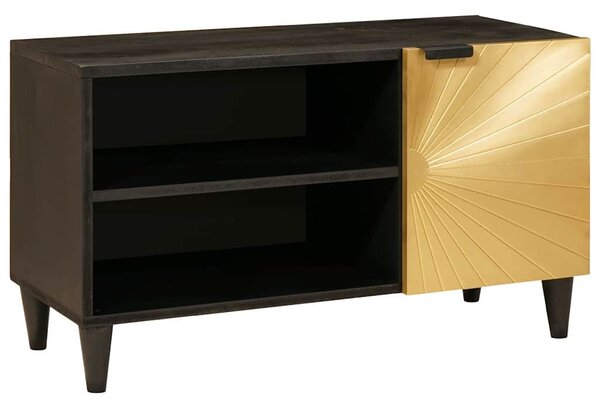 TV szekrény Fekete és Arany 80 x 33 x 46 cm tömör mangófa
