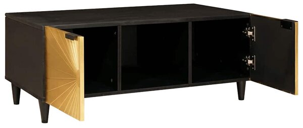 Dohányzóasztal Fekete és Arany 100 x 54 x 40 cm tömör mangófa