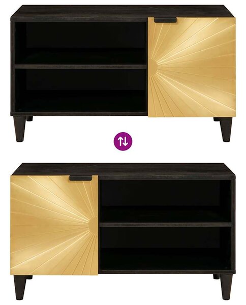 TV szekrény Fekete és Arany 80 x 33 x 46 cm tömör mangófa