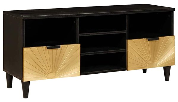 TV szekrény fiókkal Fekete és Arany 100 x 33 x 46 cm Faanyag