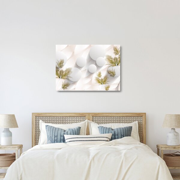 Kép - 3D körök virágokkal (üvegen) (70x50 cm)