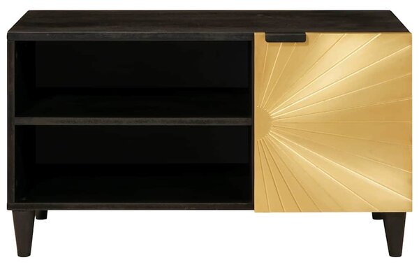 TV szekrény Fekete és Arany 80 x 33 x 46 cm tömör mangófa