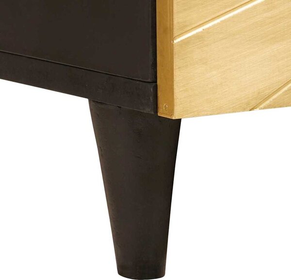 Dohányzóasztal Fekete és Arany 100 x 54 x 40 cm tömör mangófa