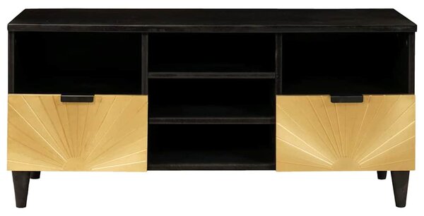 TV szekrény fiókkal Fekete és Arany 100 x 33 x 46 cm Faanyag