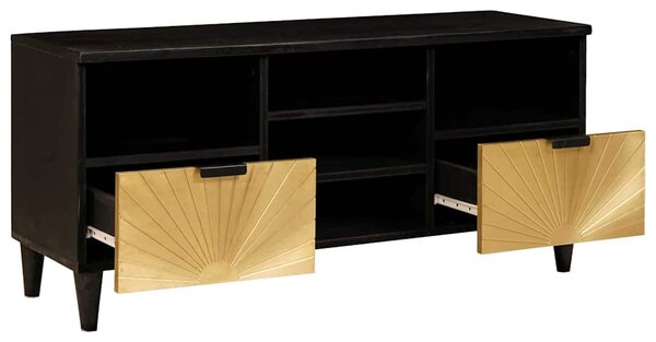 TV szekrény fiókkal Fekete és Arany 100 x 33 x 46 cm Faanyag