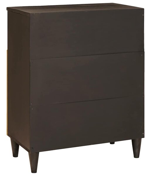 Széf polcokkal Fekete és Arany 60 x 33 x 75 cm tömör mangófa