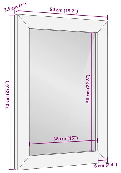 Fürdőszobai tükör tükörrel Fekete és Arany 50 x 2.5 x 70 cm