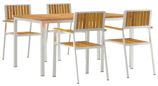 Kültéri étkező szett 5 pcs Szilárd akácfa és rozsdamentes acél