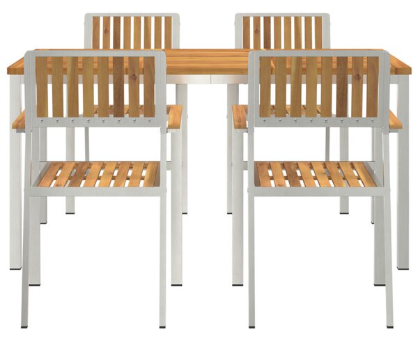 Kültéri étkező szett 5 pcs Szilárd akácfa és rozsdamentes acél