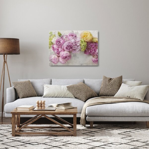 Kép - Virágok a falon pasztell színekben (üvegen) (70x50 cm)