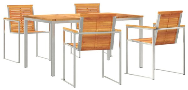 Kert étkező szett 5 pcs Szilárd akácfa és rozsdamentes acél
