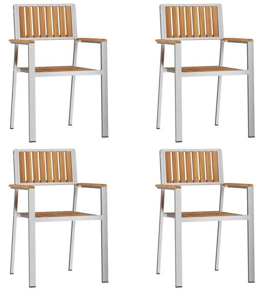 Kültéri étkező szett 5 pcs Tömör teakfa és rozsdamentes acél