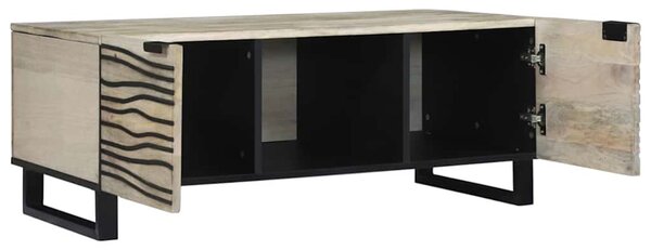 Dohányzóasztal Fehér, Fekete 100 x 54 x 40 cm tömör mangófa