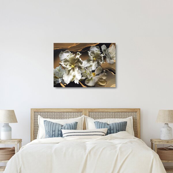 Kép - Orchidea virágok márvány háttérrel (üvegen) (70x50 cm)
