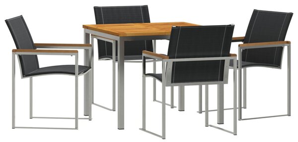 Kert étkező szett 5 pcs Szilárd akácfa és rozsdamentes acél