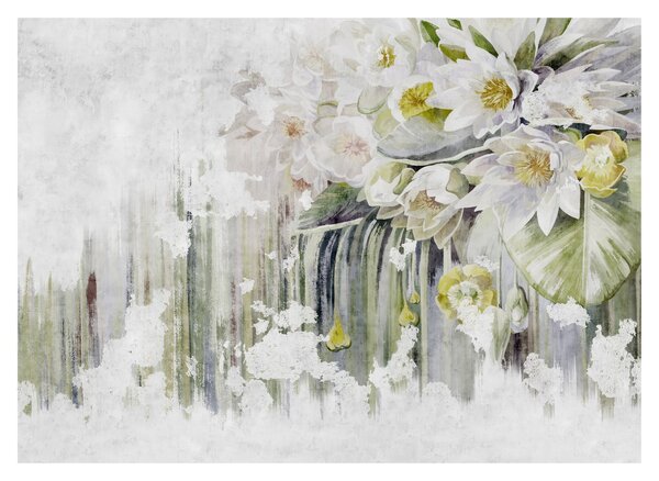 Kép - Fehér virágok, vintage (üvegen) (70x50 cm)