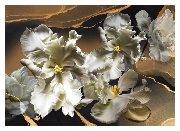Kép - Orchidea virágok márvány háttérrel (üvegen) (70x50 cm)
