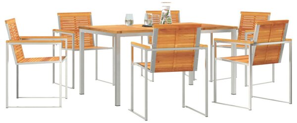 Kert étkező szett 7 pcs Szilárd akácfa és rozsdamentes acél