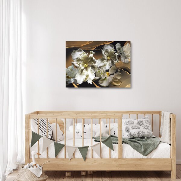 Kép - Orchidea virágok márvány háttérrel (üvegen) (70x50 cm)