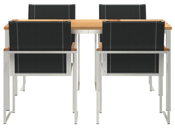 Kert étkező szett 5 pcs Szilárd akácfa és rozsdamentes acél