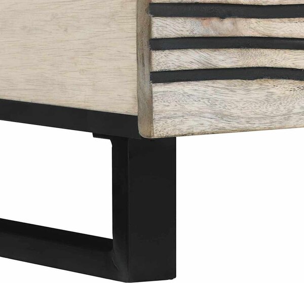 Dohányzóasztal Fehér, Fekete 100 x 54 x 40 cm tömör mangófa