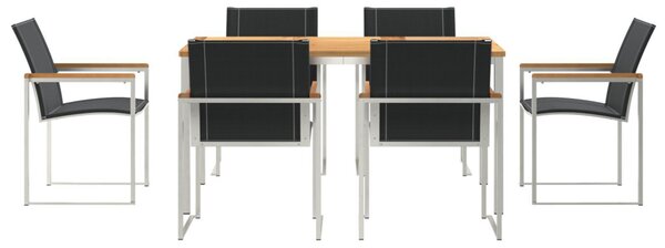 Kert étkező szett 7 pcs Szilárd akácfa és rozsdamentes acél