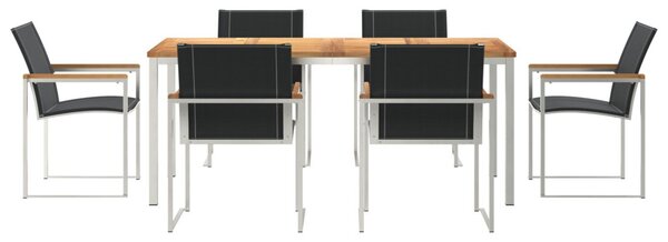 Kert étkező szett 7 pcs Szilárd akácfa és rozsdamentes acél
