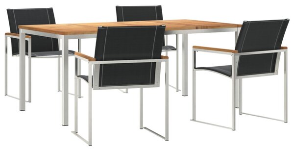 Kert étkező szett 5 pcs Szilárd akácfa és rozsdamentes acél