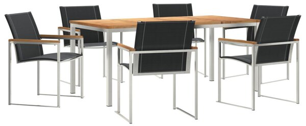 Kert étkező szett 7 pcs Szilárd akácfa és rozsdamentes acél
