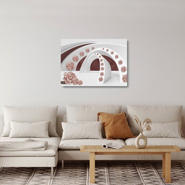 Kép - 3D ívek virágokkal (üvegen) (70x50 cm)