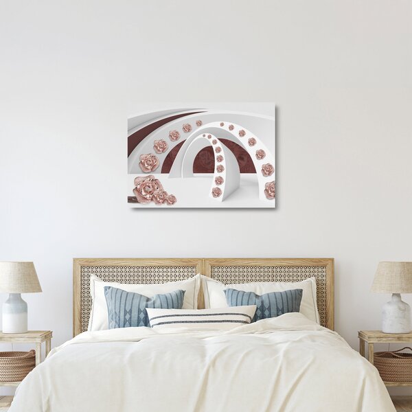 Kép - 3D ívek virágokkal (üvegen) (70x50 cm)