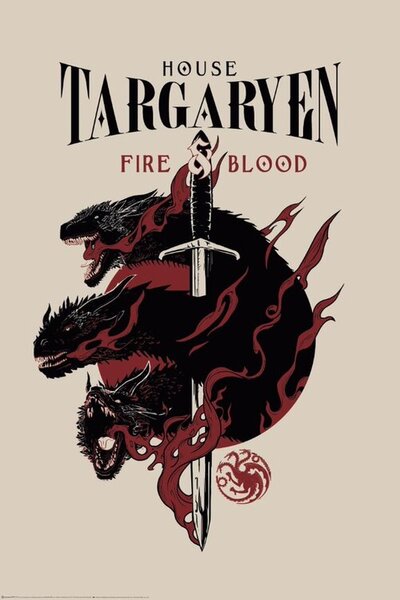 Plakát Game of Thrones - House Targaryen, (61 x 91.5 cm)
