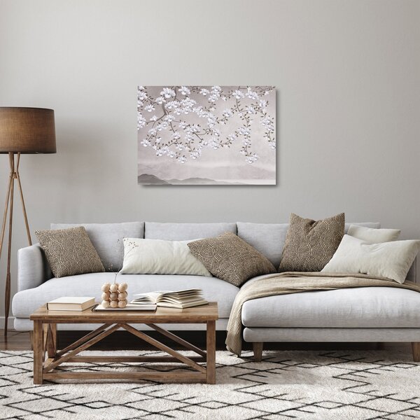 Kép - Virágok egy szürke tájon (üvegen) (70x50 cm)