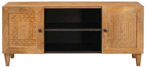 TV szekrény ajtóval Világosbarna 105 x 33 x 46 cm tömör mangófa