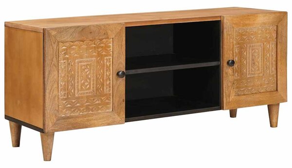 TV szekrény ajtóval Világosbarna 105 x 33 x 46 cm tömör mangófa