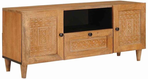 TV szekrény fiókkal Világosbarna 105 x 33 x 46 cm tömör mangófa