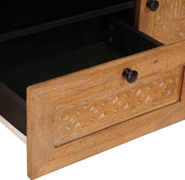 TV szekrény fiókkal Világosbarna 105 x 33 x 46 cm tömör mangófa