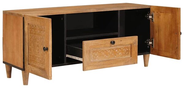 TV szekrény fiókkal Világosbarna 105 x 33 x 46 cm tömör mangófa