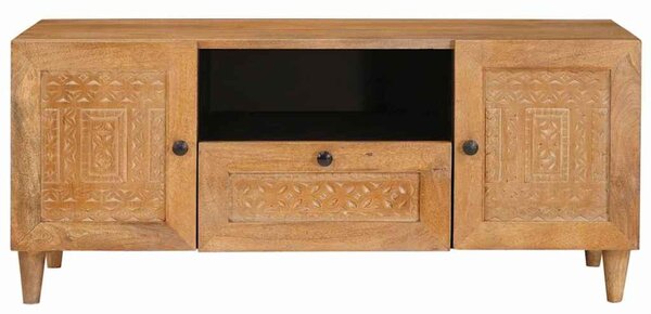 TV szekrény fiókkal Világosbarna 105 x 33 x 46 cm tömör mangófa