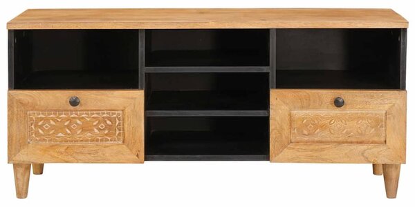 TV szekrény fiókkal Világosbarna 100 x 33 x 46 cm tömör mangófa