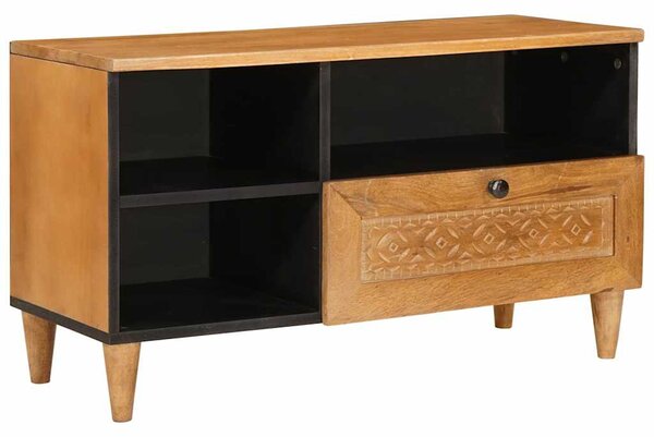 TV szekrény fiókkal Világosbarna 80 x 33 x 46 cm tömör mangófa