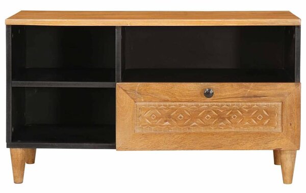 TV szekrény fiókkal Világosbarna 80 x 33 x 46 cm tömör mangófa