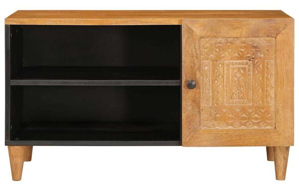TV szekrény ajtóval Világosbarna 80 x 33 x 46 cm tömör mangófa
