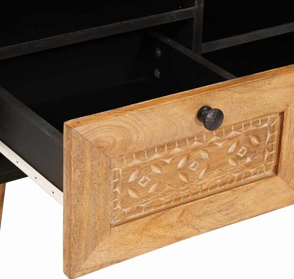 TV szekrény fiókkal Világosbarna 100 x 33 x 46 cm tömör mangófa