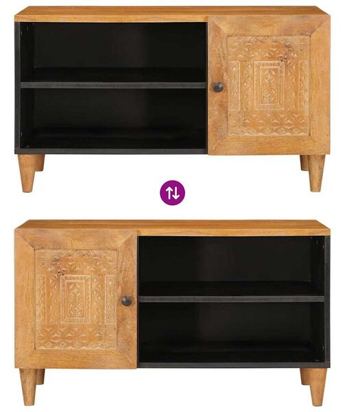 TV szekrény ajtóval Világosbarna 80 x 33 x 46 cm tömör mangófa